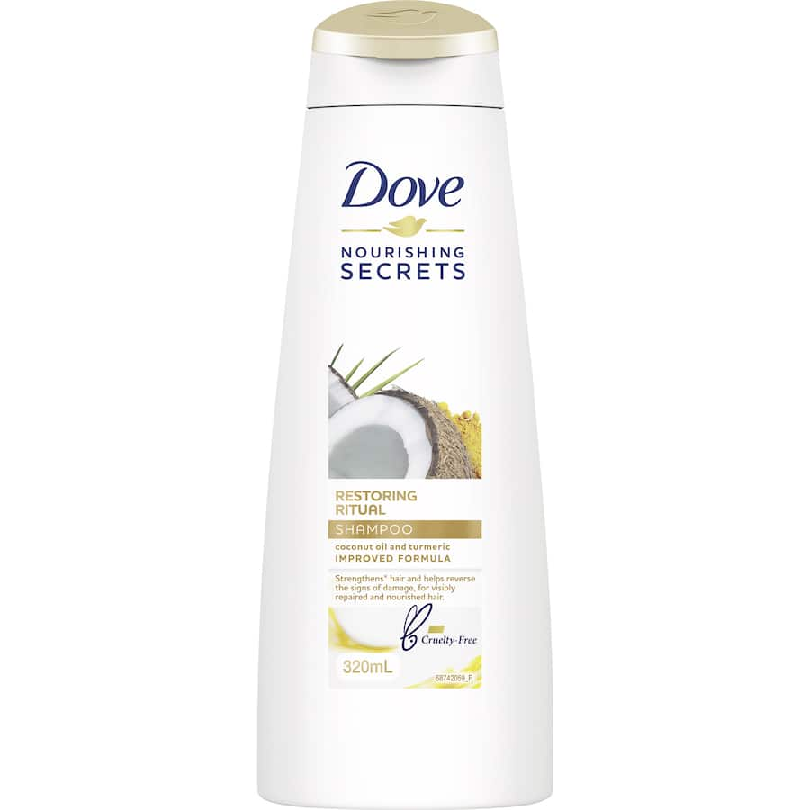 Dove Nourishing Secrets Shampoo for damaged hair, restores vitality and shines while gently cleansing and nourishing each strand.