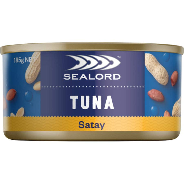 Sealord Sensations Tuna Satay in creamy sauce, perfect for sandwiches, salads, or a healthy snack right from the can.