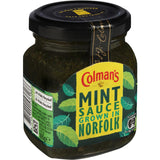 Colman's Mint Sauce: fresh, zesty condiment perfect for elevating lamb dishes and enhancing roasts, gluten-free with no preservatives.