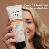 Antioxidant-rich Glow Lab Exfoliator Brightening with Rosehip Seeds and Vitamin C for a radiant, smooth complexion.