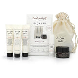 Glow Lab Gift Pack featuring five mini facial products for radiant skin on-the-go, made with natural ingredients.