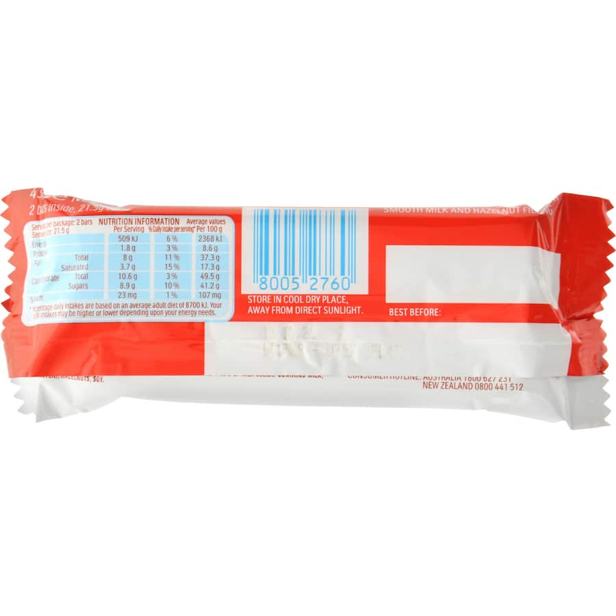 Kinder Chocolate Bar Bueno showcases creamy hazelnut filling, crisp wafer layers, and smooth chocolate, perfect for on-the-go indulgence.