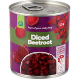 Woolworths Beetroot Diced - vibrant, nutrient-rich beetroot cubes for easy salads, soups, and culinary enhancements.