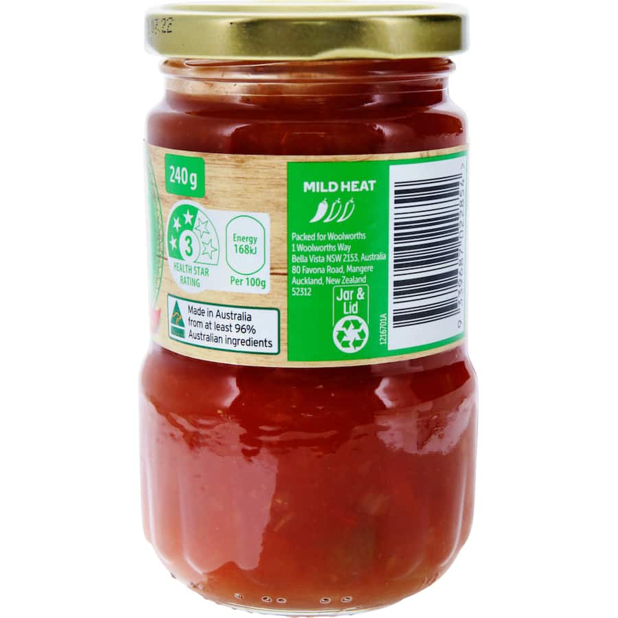 Woolworths Mexican Mild Taco Sauce in a bottle, perfect for enhancing tacos with a zesty, family-friendly flavor.