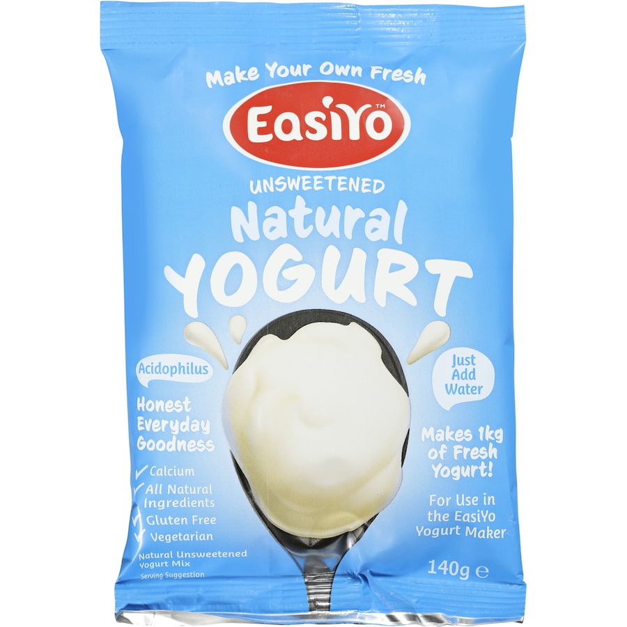 Easiyo Yoghurt Base Natural, for making 1kg of rich, non-fat yogurt with beneficial cultures and no artificial additives.