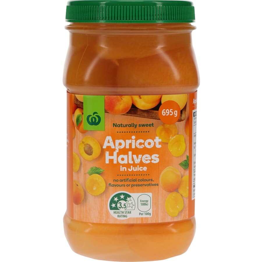 Woolworths Apricot Halves In Juice Plastic jar 695g