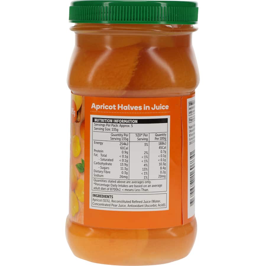 Woolworths Apricot Halves In Juice Plastic jar 695g