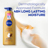 Nivea Cocoa Indulging Body Lotion offers 48-hour hydration with cocoa butter and Vitamin E for soft, smooth skin.