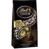 A sharepack of Lindt Lindor Dark Chocolate 70%, featuring a crunchy shell and smooth melting filling for indulgent moments.