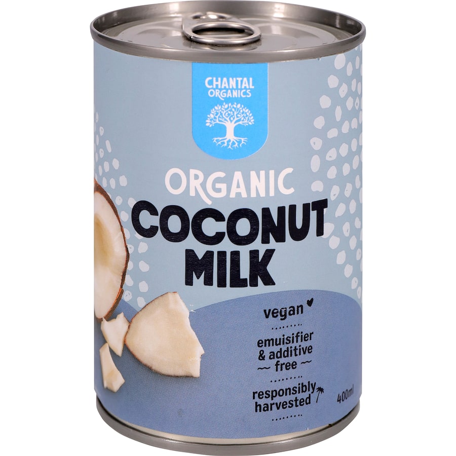 Rich and creamy Chantal Organics Coconut Milk, a versatile dairy-free alternative for smoothies, curries, and desserts.