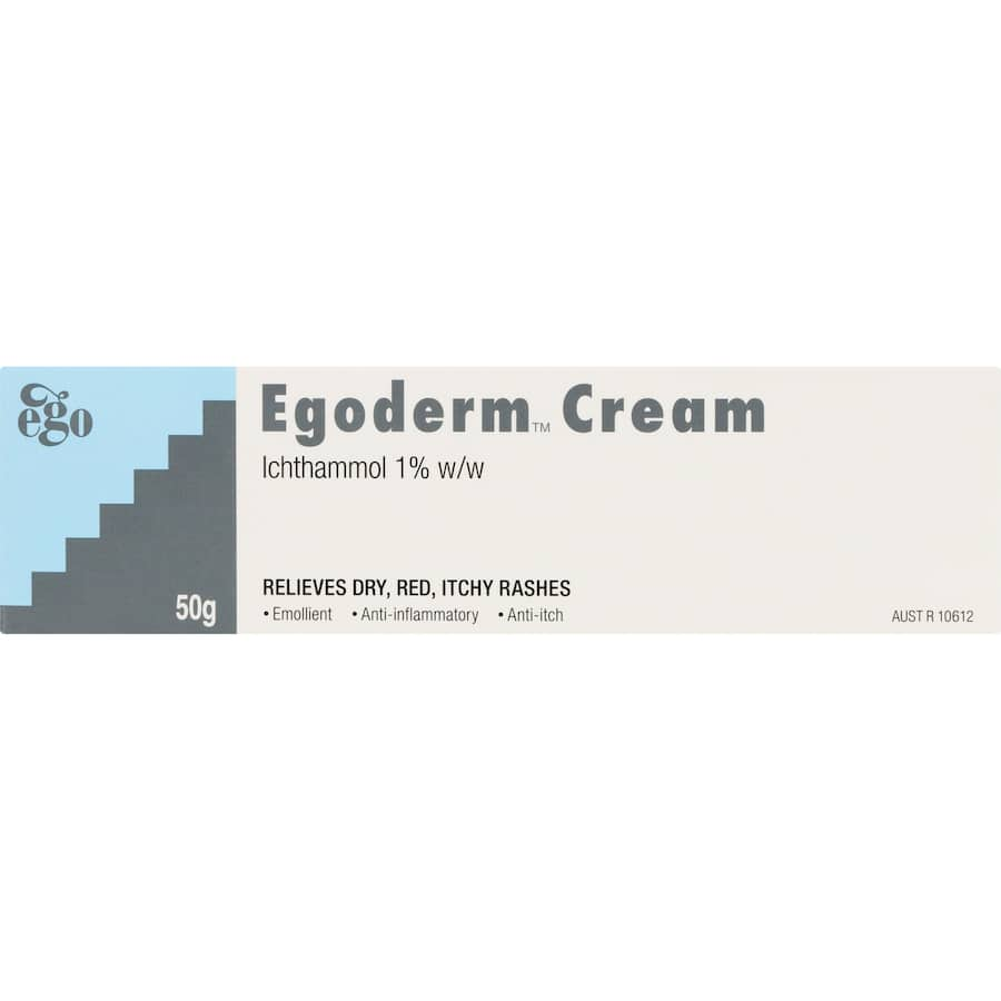 Egoderm Anti-inflammatory Cream bottle with a soothing formula for dermatitis, eczema, and skin irritation relief.