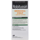 Robitussin Immune Support Bronchial Syrup bottle, designed for respiratory health and immune support with natural ingredients.