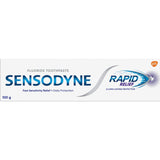 Sensodyne Sensitive Teeth Toothpaste Rapid Relief in Cool Mint offers fast, effective relief for sensitive teeth with added whitening benefits.