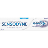 Sensodyne Rapid Relief toothpaste in Cool Mint offers fast, effective relief for sensitive teeth and protects against discomfort.