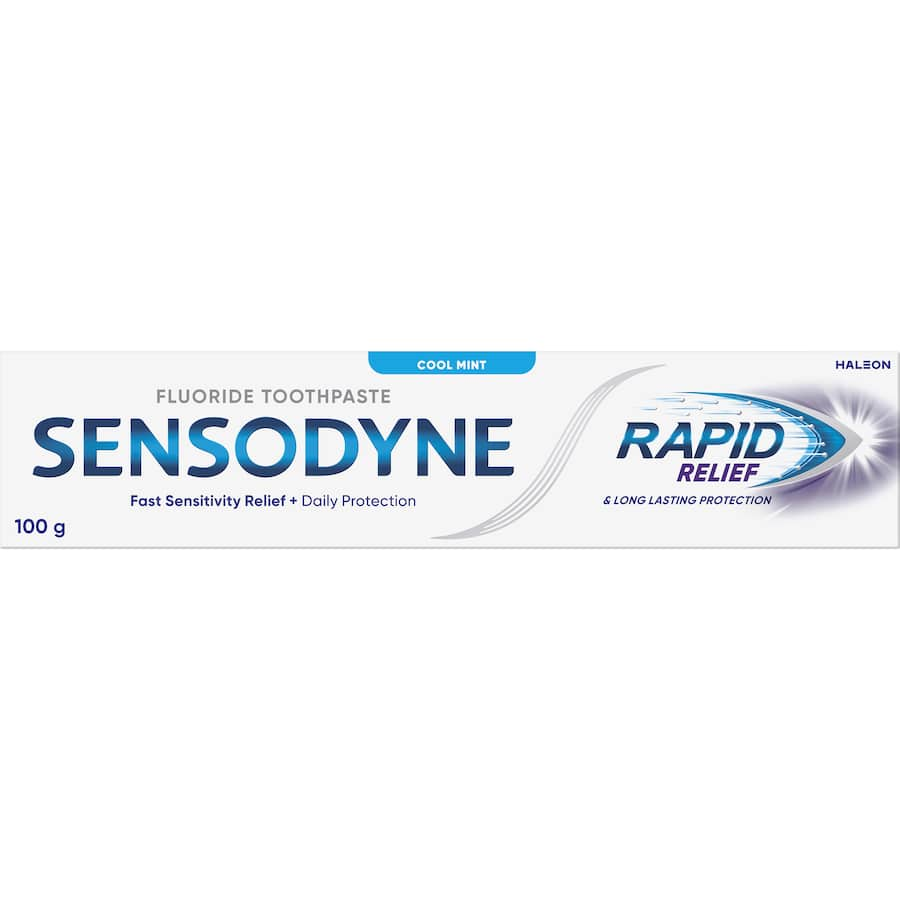 Sensodyne Rapid Relief toothpaste offers fast relief and protection for sensitive teeth with a refreshing cool mint flavor.