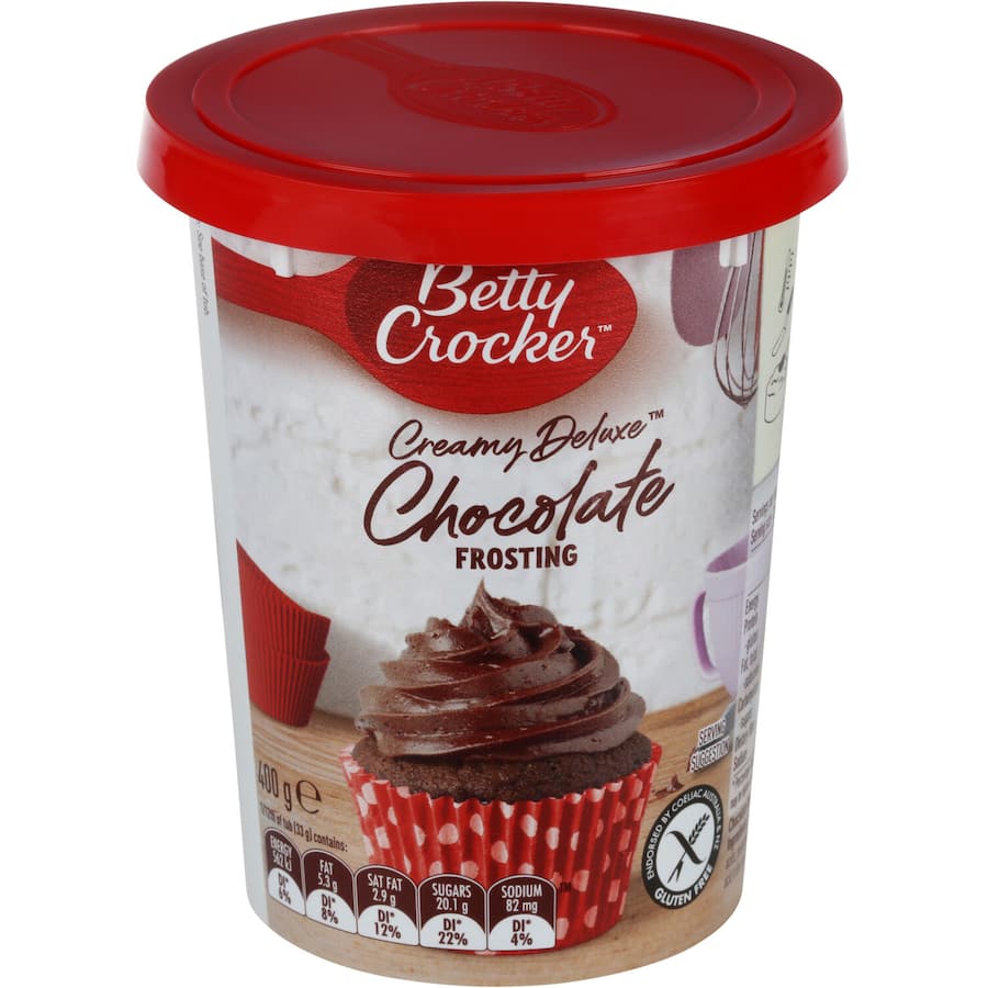 Rich and creamy Betty Crocker Icing Chocolate, ideal for frosting cakes, cupcakes, and cookies effortlessly.