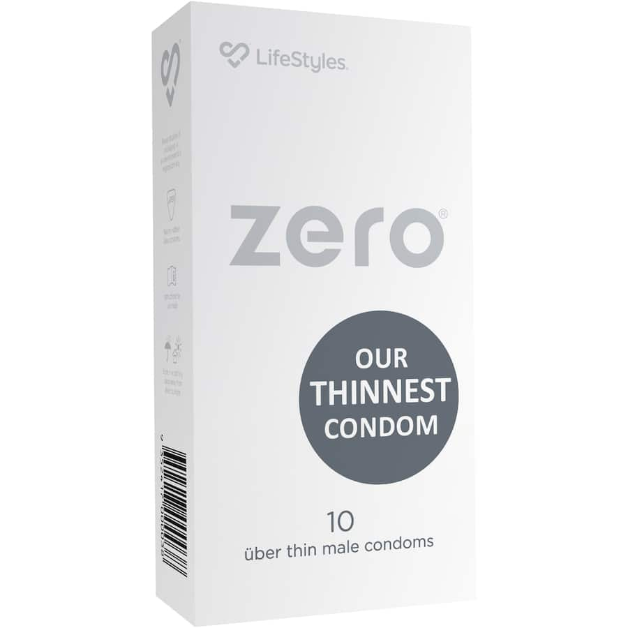 Lifestyles Condoms Zero: ultra-thin, 52mm, lubricated latex condoms for maximum sensitivity and comfort during intimacy.