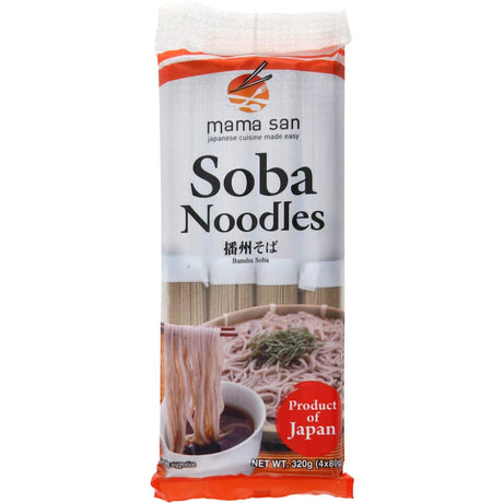 Mama San Asian Dry Soba Noodles: premium buckwheat noodles for healthy, versatile meals with authentic Japanese flavor.