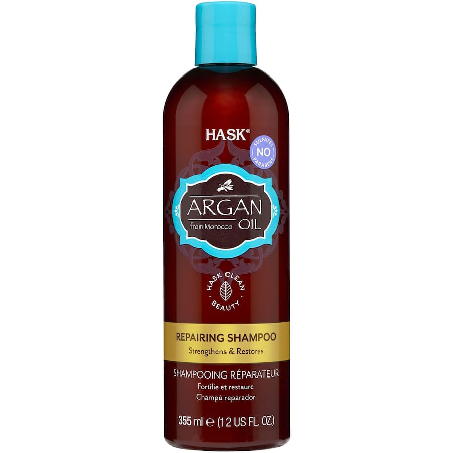 Hask Argan Shampoo Oil: Nourishing shampoo for frizz-free, glossy hair, infused with moisturizing Moroccan argan oil.