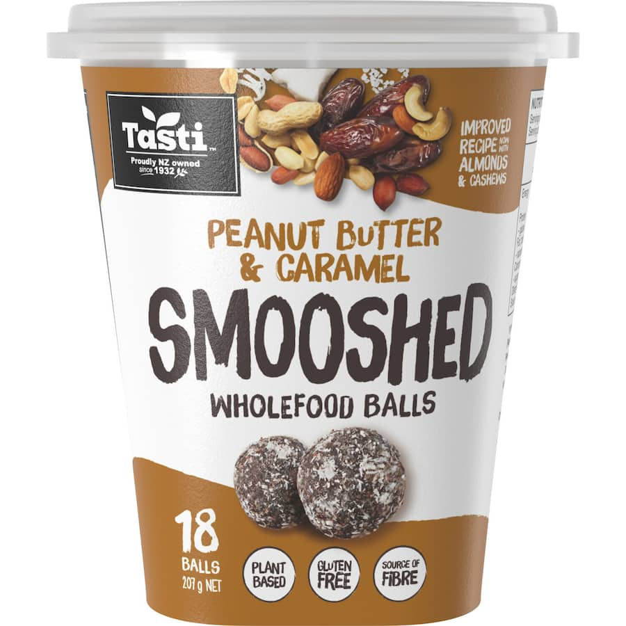 Tasti Smooshed Wholefood Snack Balls Peanut Butter Caramel