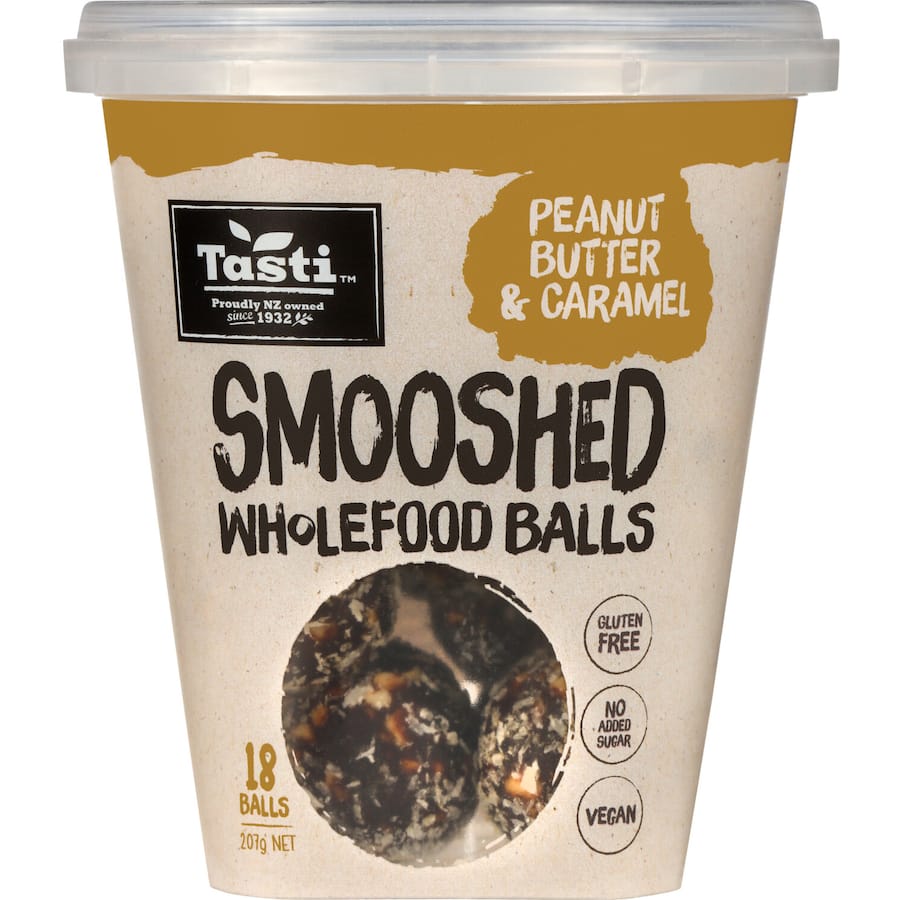 Tasti Smooshed Wholefood Snack Balls Peanut Butter Caramel