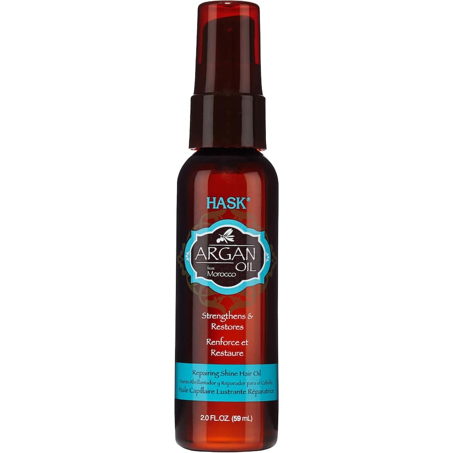 Lightweight Argan oil treatment for frizz-free, shiny hair, perfect for revitalizing dry, damaged locks.