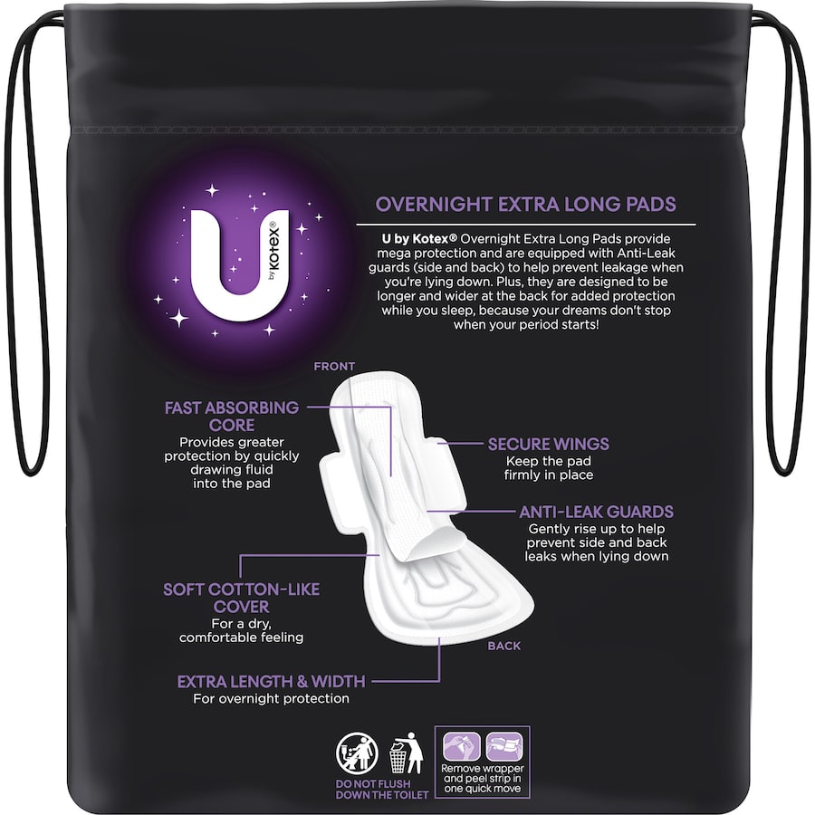 U By Kotex Pads Overnight Long