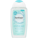Femfresh Intimate Wash Sensitive: Gentle, pH-balanced cleanser for delicate areas, enriched with soothing botanicals for daily care.