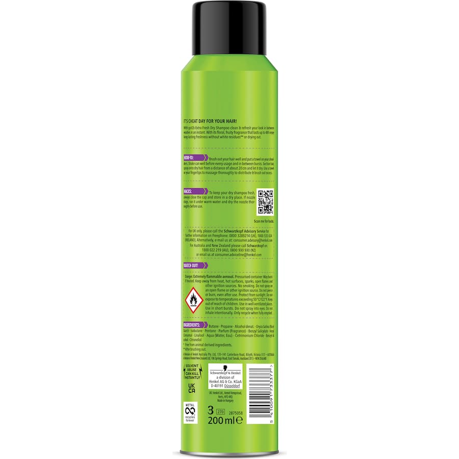 Got2b Fresh It Up Dry Shampoo Extra Fresh bottle, designed for quick oil absorption and a clean, fragrant hair refresh.