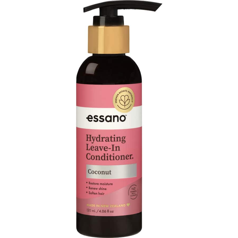 Lightweight Essano Coconut Leave-In Conditioner hydrates, detangles, and enhances shine for smooth, healthy hair.