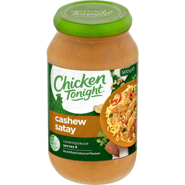 Creamy Chicken Tonight Cashew Satay sauce, blending cashews, spices, and coconut milk for vibrant Asian-inspired dishes.