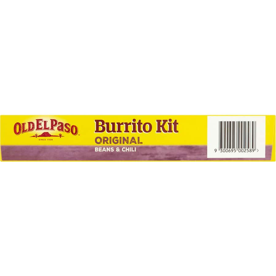 Old El Paso Mexican Burrito Kit with tortillas, seasoning mix, and mild sauce for easy, flavorful dinners in 20 minutes.