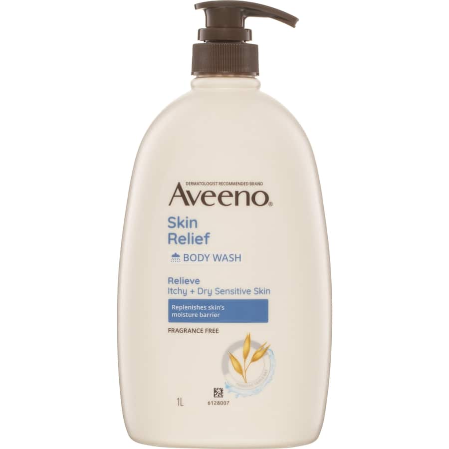 Aveeno Body Wash Skin Relief: Fragrance-free cleanser for itchy, dry skin with prebiotic oat complex for lasting hydration.