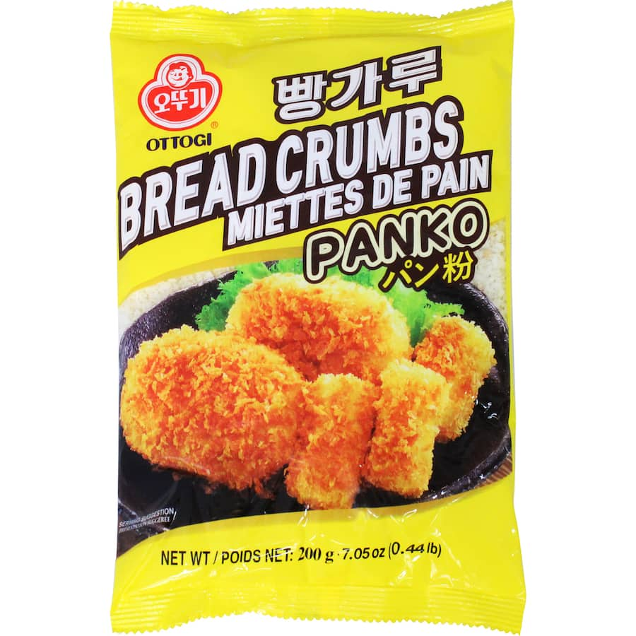 Ottogi Asian Panko Bread Crumbs for crispy frying, baking, and topping, enhancing dishes with a light, airy texture.