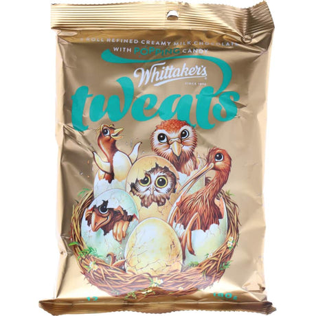 Individually wrapped Whittaker's creamy milk chocolate mini treats with popping candy, perfect for sharing and snacking.