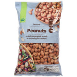 A pack of Woolworths Natural Peanuts, 100% natural, rich in protein and fiber, perfect for healthy snacking on the go.