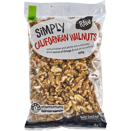 Woolworths Walnuts Halves & Pieces, nutritious snack and versatile ingredient, rich in omega-3s and antioxidants.