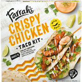 Farrahs Mexican Crispy Chicken Taco Kit with crunchy taco shells, authentic seasoning, and fresh salsa for a festive meal.