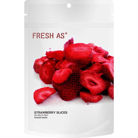 Freeze-dried strawberry slices from Manawatu, NZ, perfect for yogurt, smoothies, and healthy snacks.