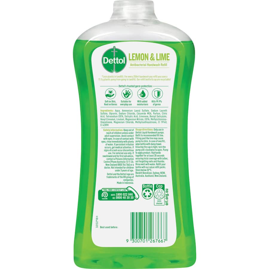Dettol Liquid Hand Wash Lemon & Lime Refill 950mL