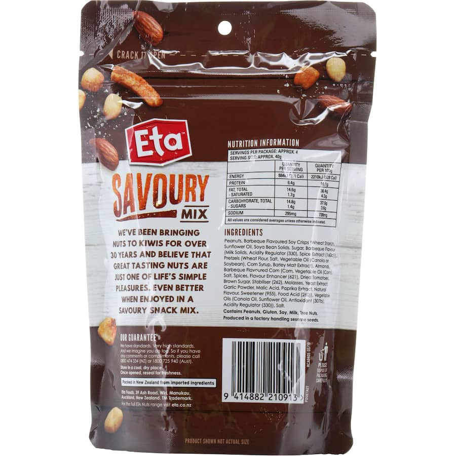 A flavorful blend of nuts, seeds, and spices in Eta Snack Mix Savoury, perfect for snacking anytime and anywhere.