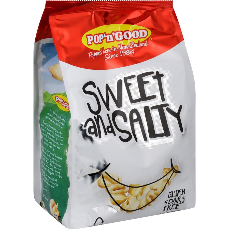 A bag of Pop N Good Sweet & Salty Kettle Corn, showcasing gourmet popcorn with the perfect balance of sweetness and salt.