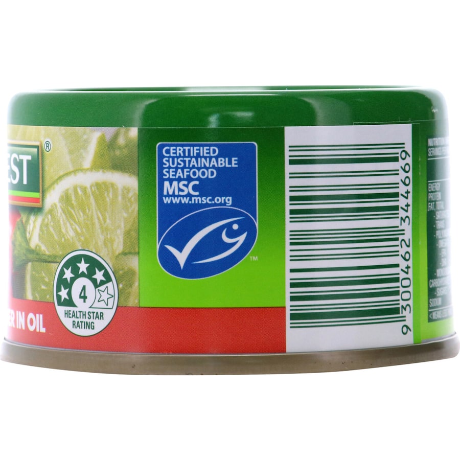 John West Tuna Chunks in Chilli, Lime & Ginger, packed in oil, offering a chunky texture and zesty flavor for versatile dishes.