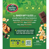 Nutritious Mother Earth Oaty Slices filled with oats, cornflakes, walnuts, and dark chocolate, perfect for healthy snacking.