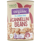 Organic Macro Cannellini Beans with no added salt, high in fiber, perfect for healthy, savory meals.