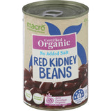 Macro Organic Red Kidney Beans with No Added Salt, high in fiber, versatile for healthy recipes, free from preservatives.