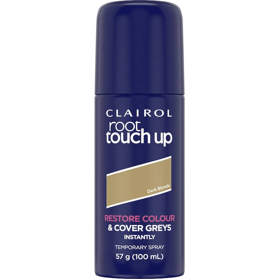 Clairol Root Touch Up Spray in Blonde, an easy no-ammonia formula for seamless, instant grey coverage with a natural look.