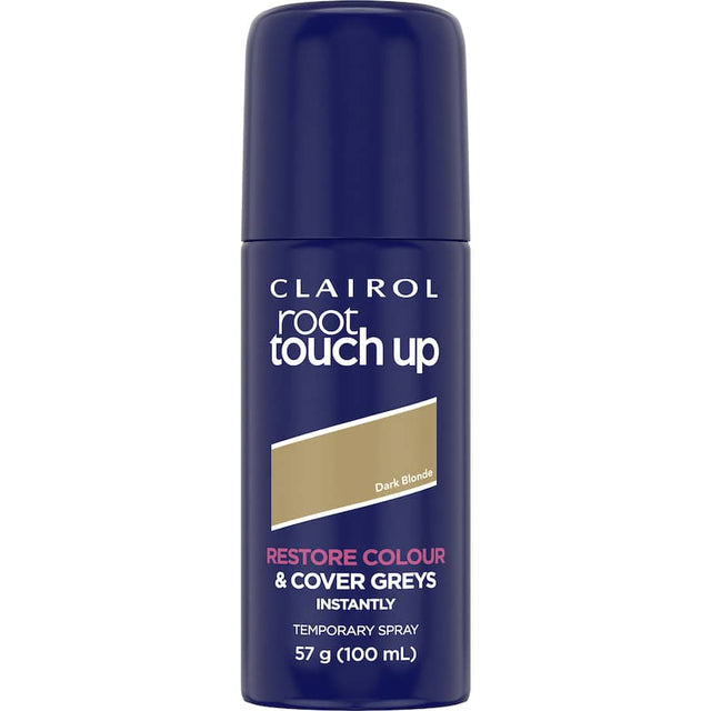 Clairol Root Touch Up Spray in Blonde, an easy no-ammonia formula for seamless, instant grey coverage with a natural look.