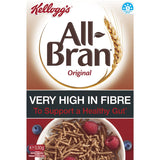 Kellogg's All Bran Cereal Original packed with natural wheat bran for high fiber breakfast supporting digestive health.