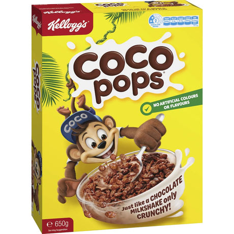 Bowl of Kellogg's Coco Pops cereal with chocolatey rice puffs, perfect for a tasty and nutritious breakfast or snack.